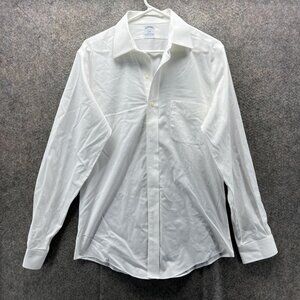 Brooks Brothers Shirt Mens 15 4/5 White Solid 346 Slim Fit Non Iron Stretch